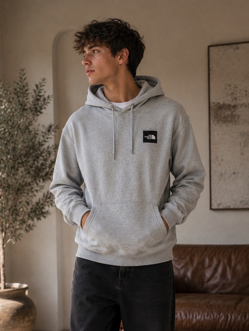 The North Face Men's Gray Logo Hoodie - Size Small